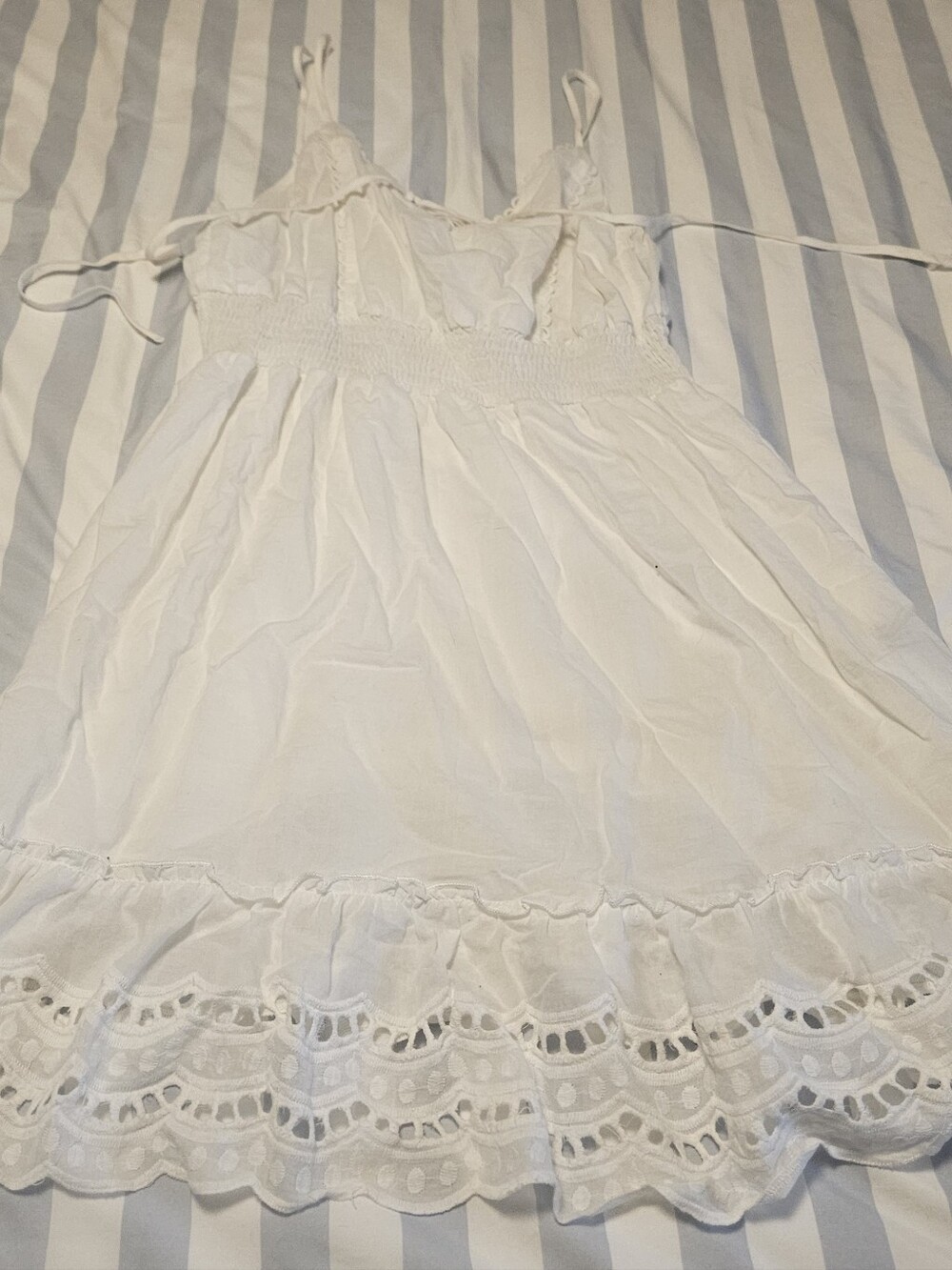 Lace up Detail Eyelet Trim summer dress